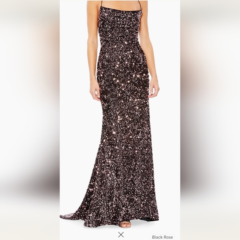 (9) NWT Mac Duggal Black/Pink Sequin Formal Dress, Sz 8